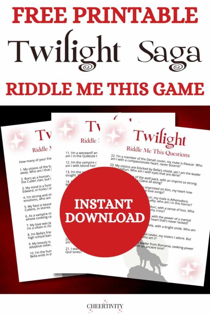 Free Printable Twilight Sage Riddle Me This Game