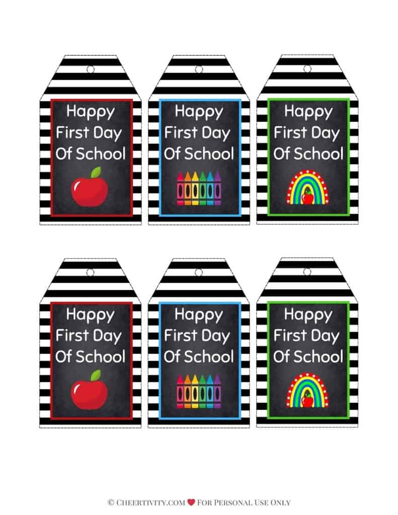 Printable Chalkboard Back To School Gift Tags