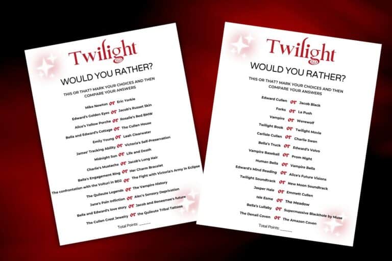 Printable Twilight This Or That Questions