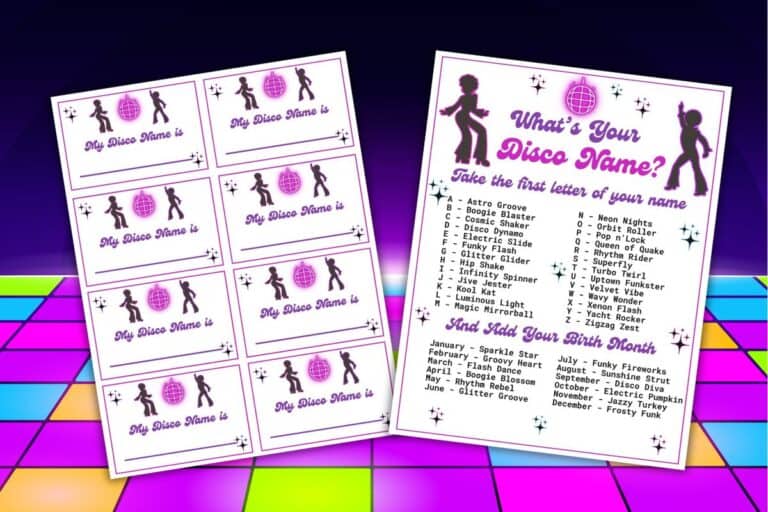 Free Printable What is Your Disco Name and Tags