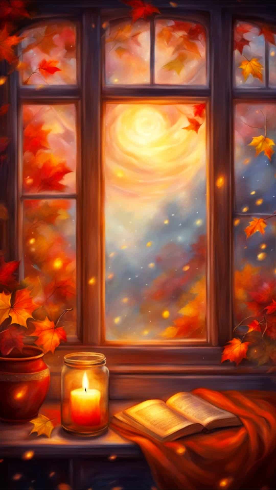 Cozy Autumn Window Phone Background