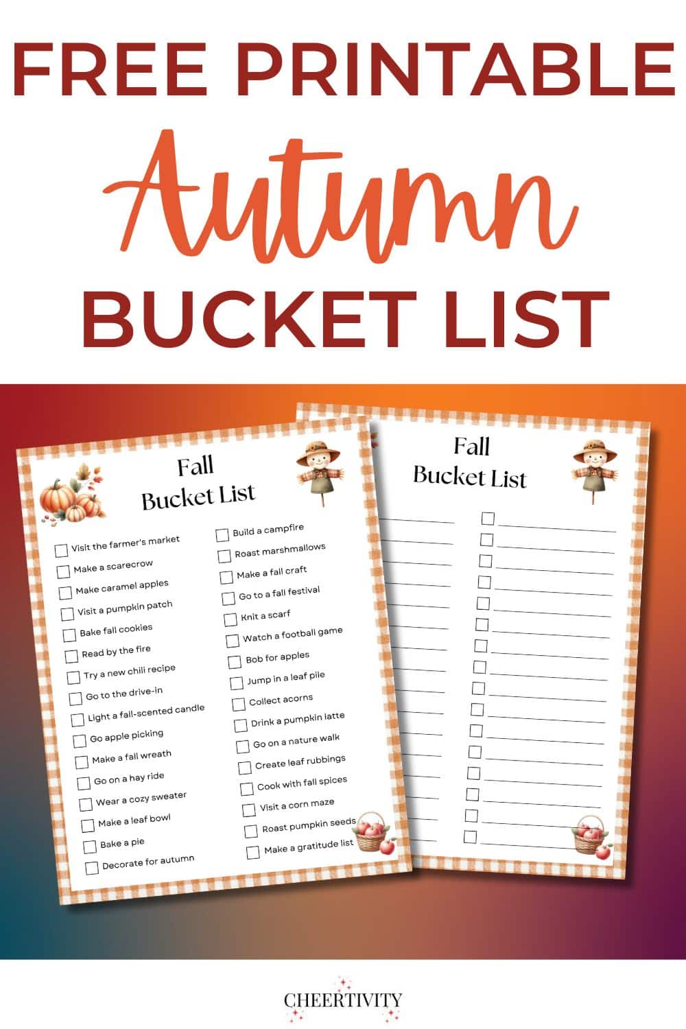 Free Printable Autumn Bucket List