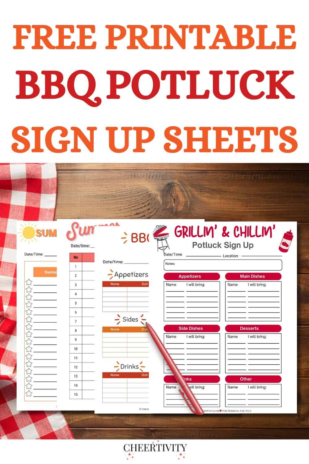 Free Printable BBQ Potluck Sign Up Sheets pin 1