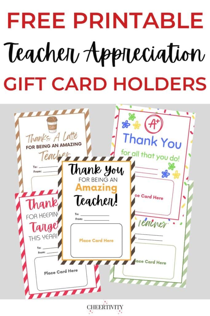 Free Printable Teacher Appreciation Gift Card Holders | Cheertivity