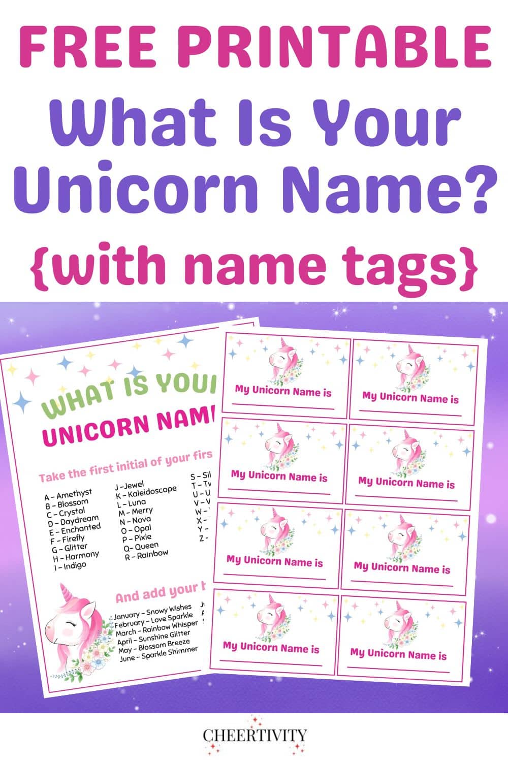 Free Printable What Is Your Unicorn Name