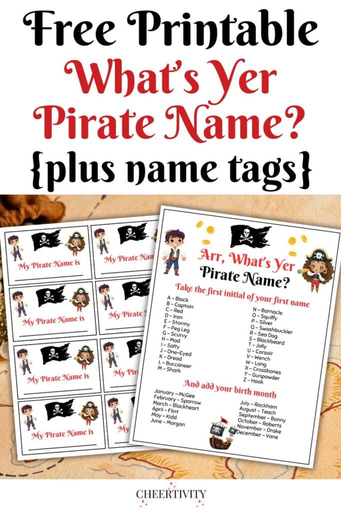 Free What's Your Pirate Name Printable {Plus Name Tags} | Cheertivity