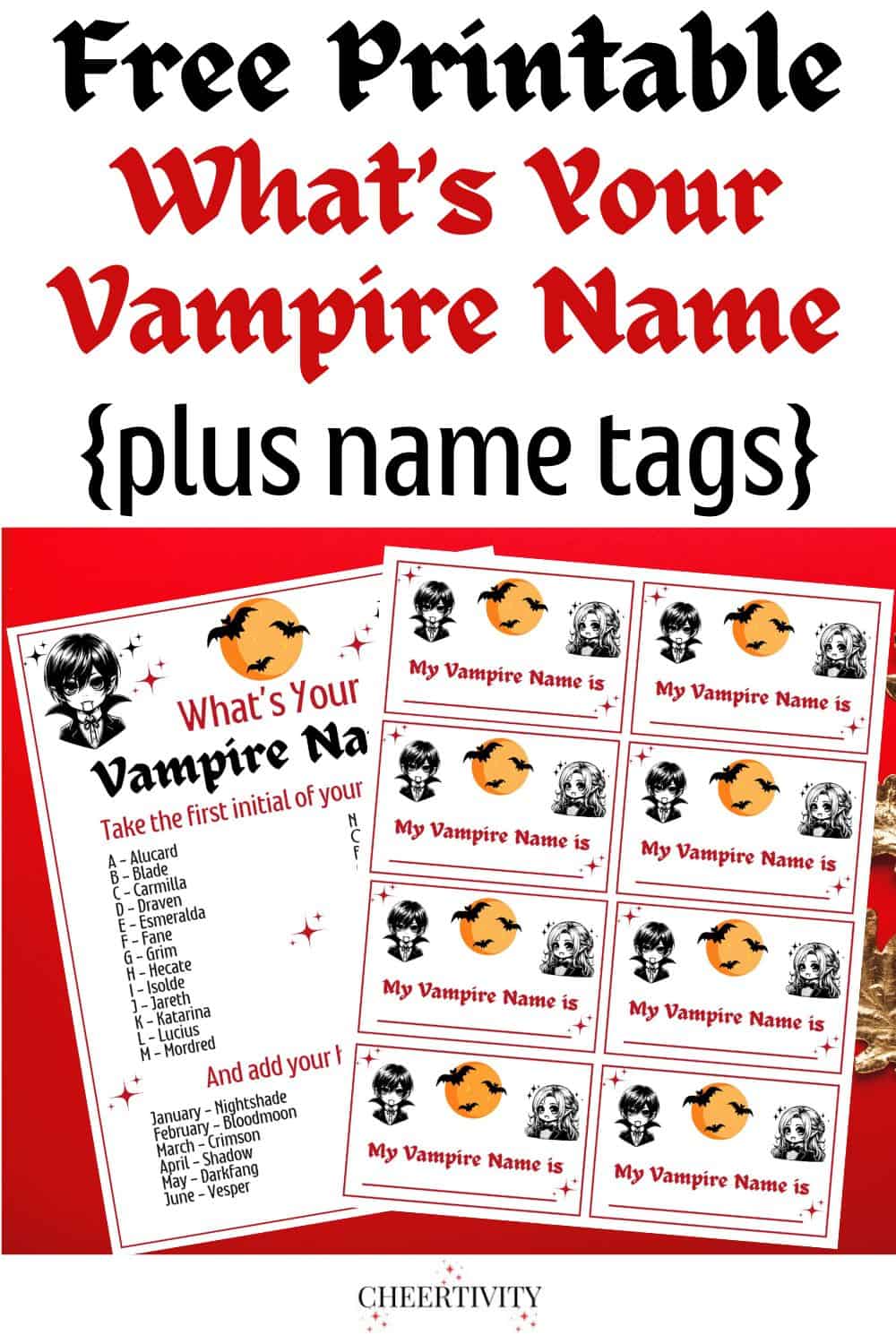 Free Printable What's Your Vampire Name