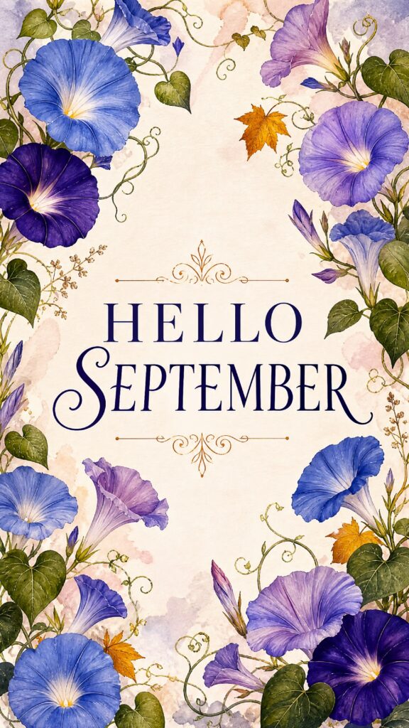 Hello September Morning Glory Phone Wallpaper
