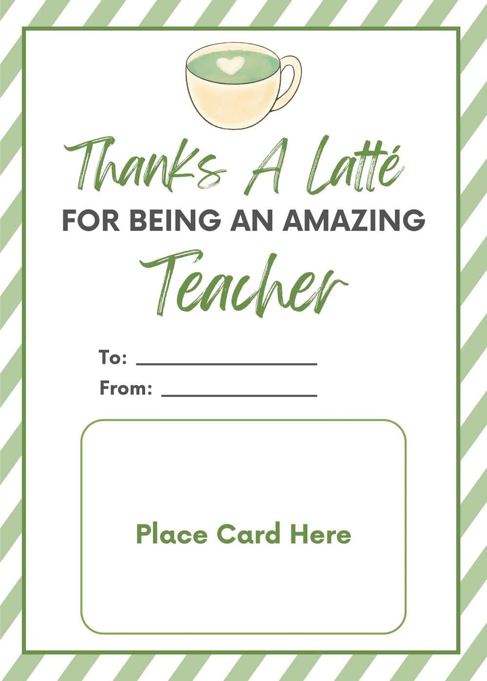 Thanks a Latte Green Gift Card Holder