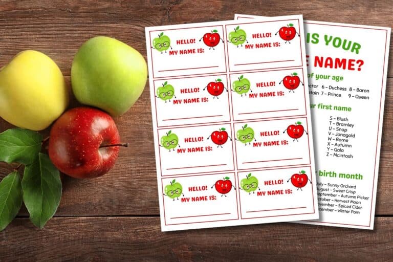 Free Printable What Is Your Apple Name Game with Name Tags | Cheertivity