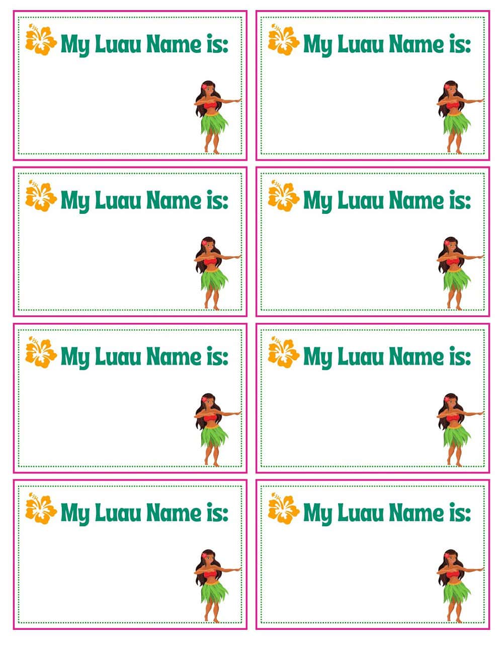 What's Your Luau Name Tags