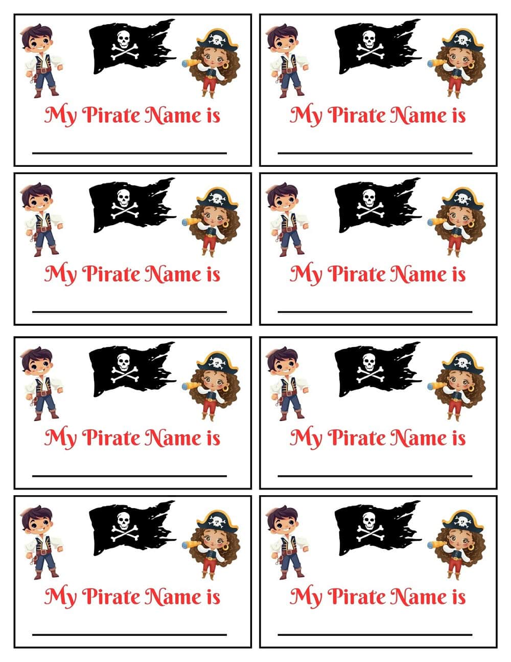 What's Your Pirate Name Tags