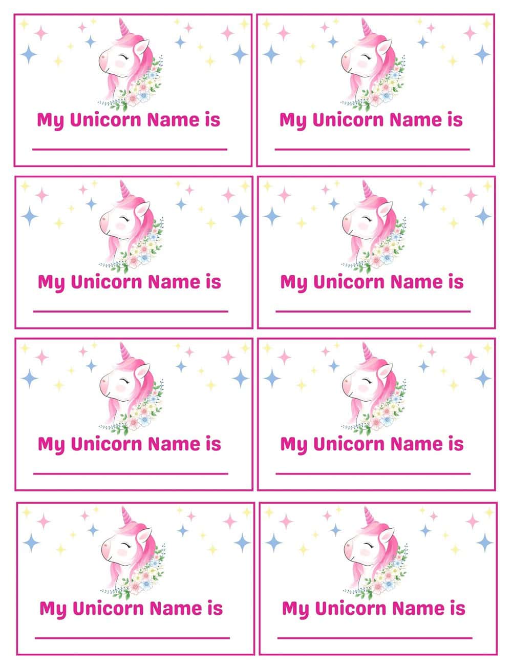 What's Your Unicorn Name Tags