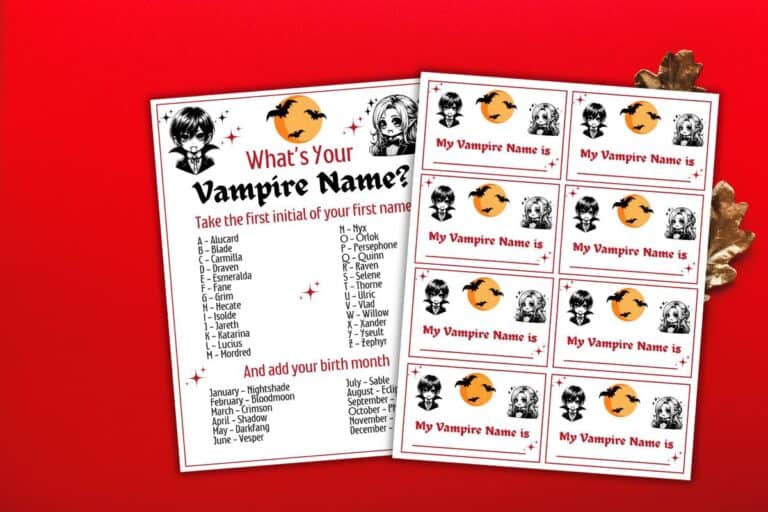 What's Your Vampire Name Printable
