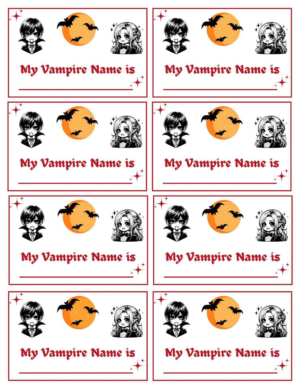 What's Your Vampire Name Tags