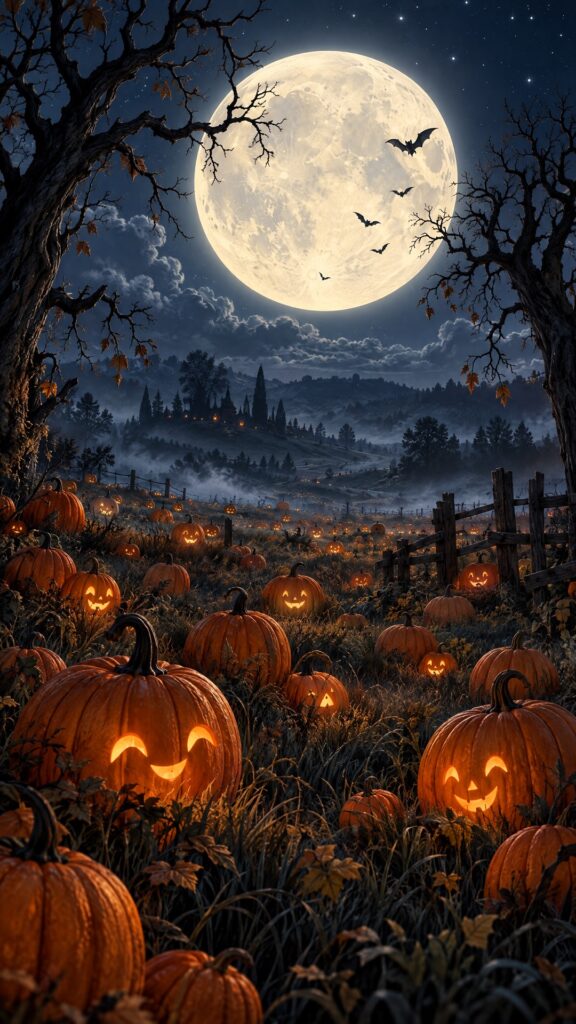 Full Moon Pumpkin Field