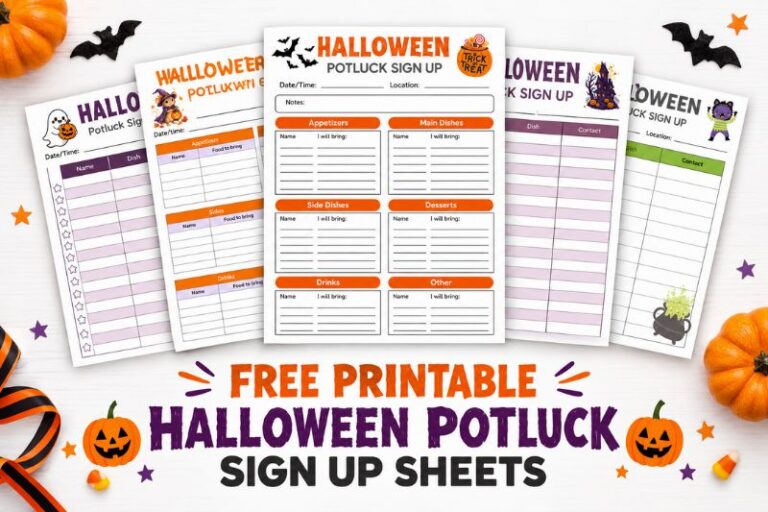 Free Printable Halloween Potluck Sign-Up Sheets featured