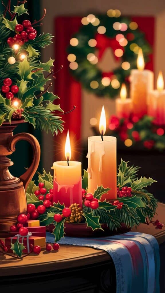 Christmas Candles Phone Wallpaper