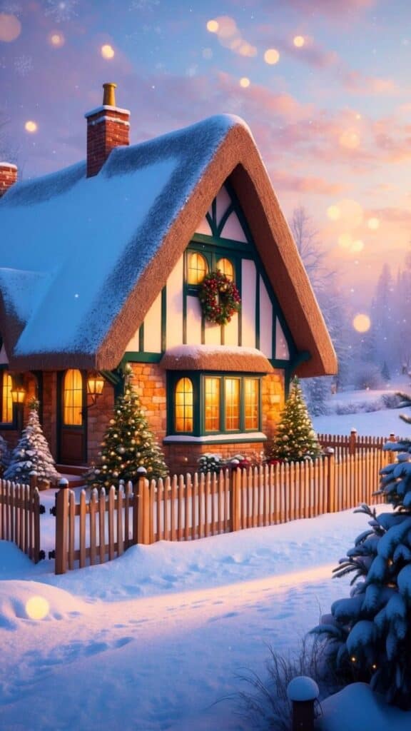 Christmas Cottage Phone Wallpaper