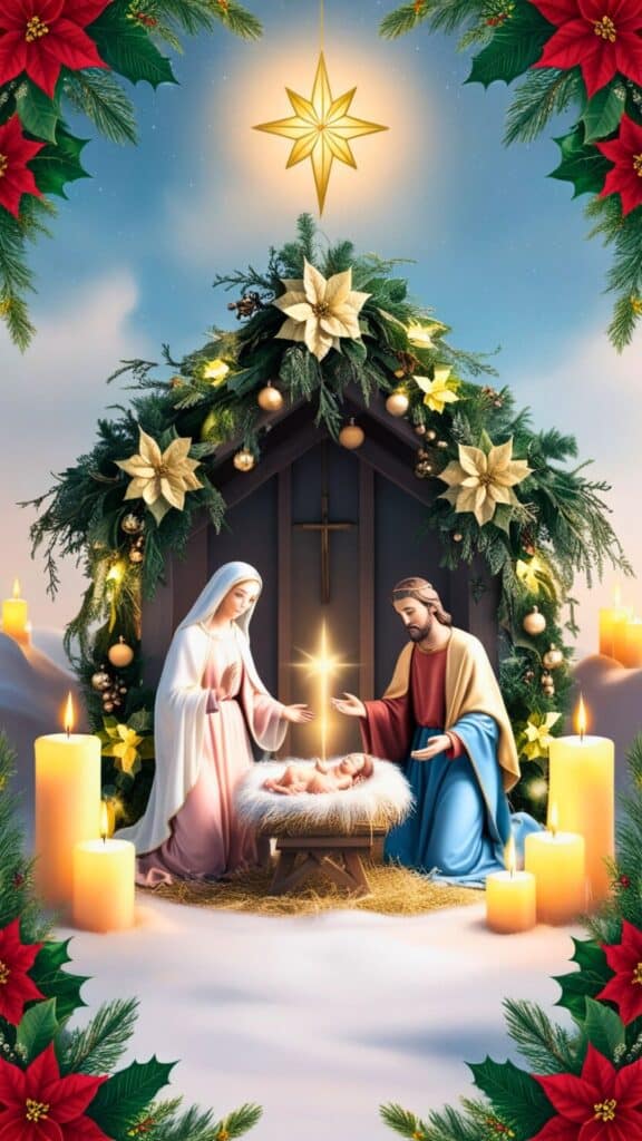 Christmas Nativity Scene Phone Wallpaper