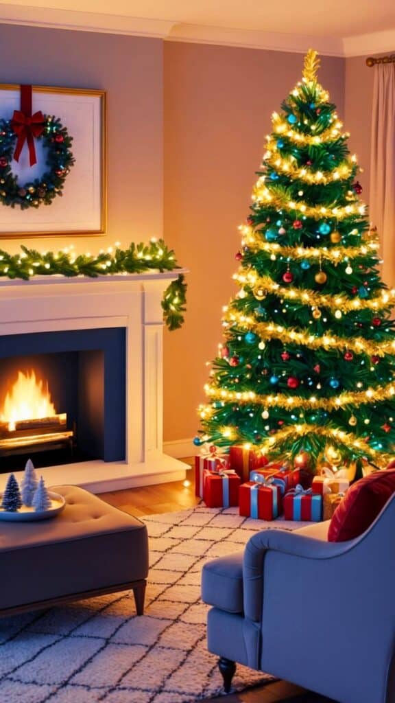 Cozy Dark Christmas Fireplace Aesthetic Wallpaper