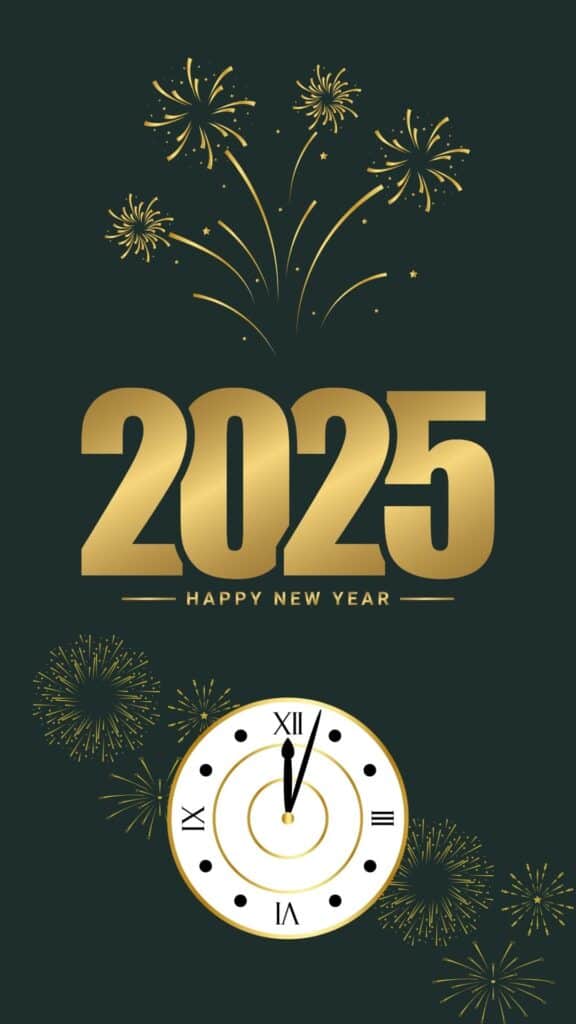 2025 Midnight Clock Happy New Year Wallpaper