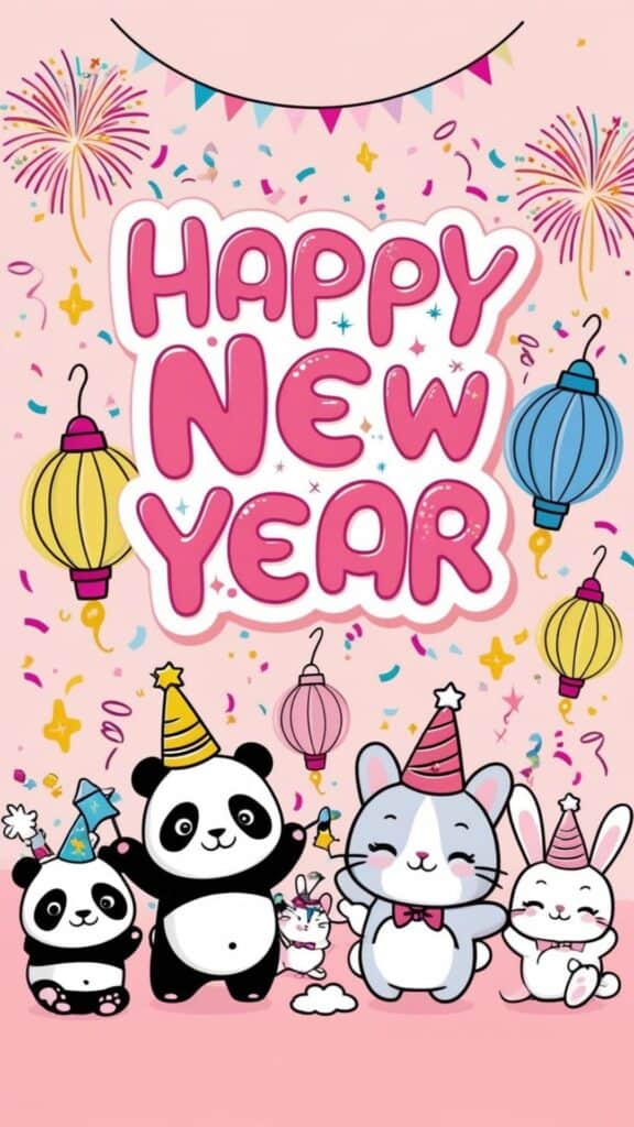 Kawaii Happy New Year Wallpaper