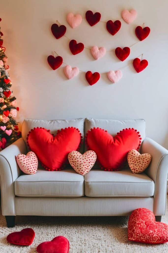 09 Loveseat with Heart Pillows