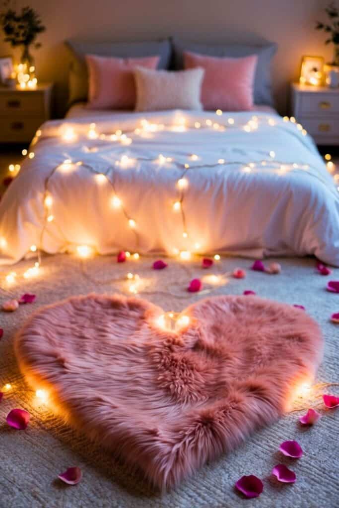 12 Faux Fur Heart-Shaped Rug