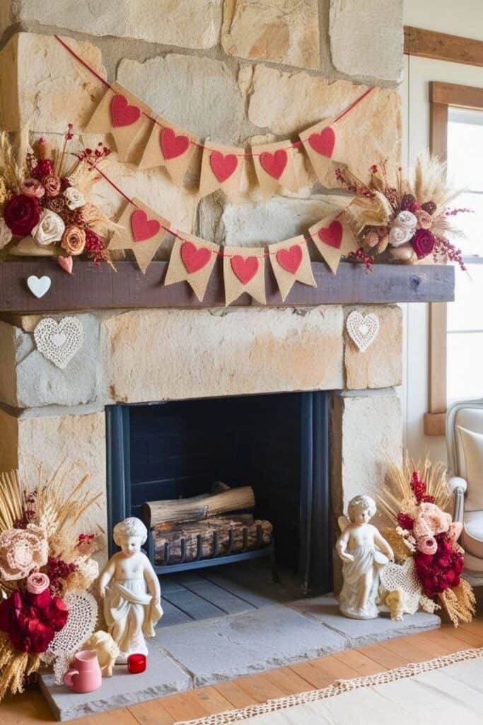 Burlap Heart Banner