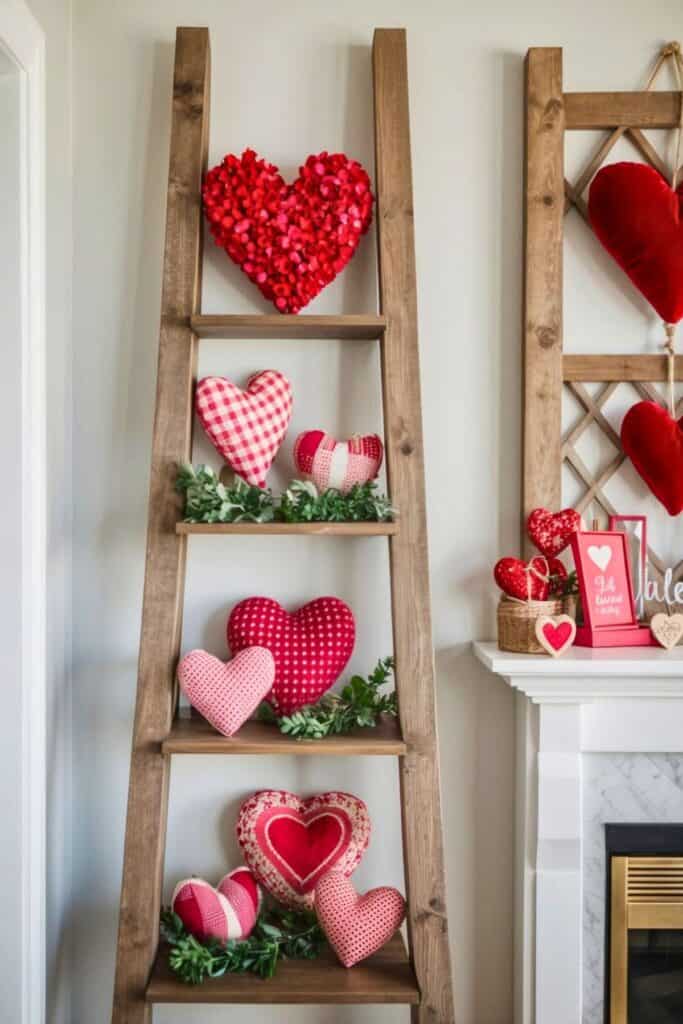 Ladder Shelf with Heart Decor