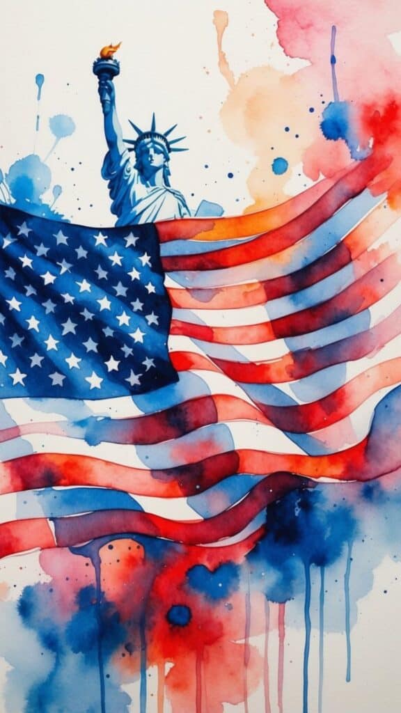 American Flag Watercolor Phone Wallpaper