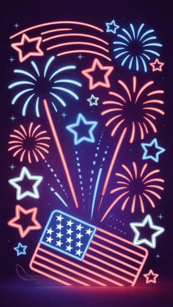 Independence Day Neon Lights Wallpaper