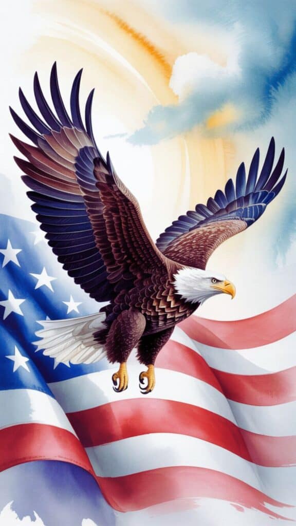 Patriotic Bald Eagle Flying Background 2