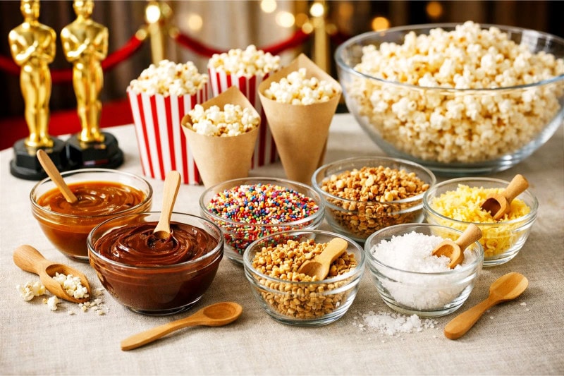 Create a DIY popcorn bar with gourmet toppings