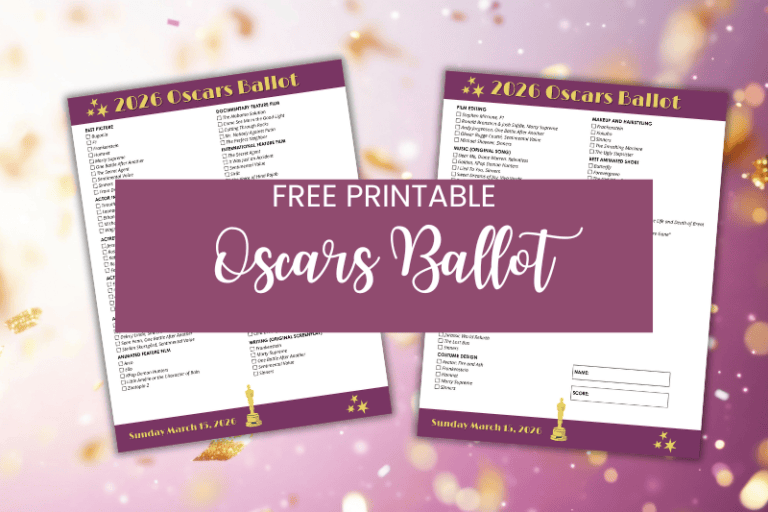 Free Printable Oscars Ballot 2026 Featured
