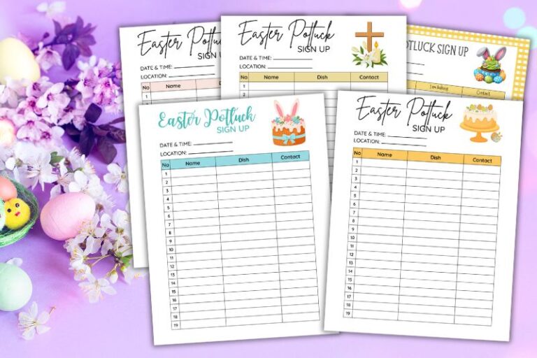 Free Printable Easter Potluck Sign Up Sheets