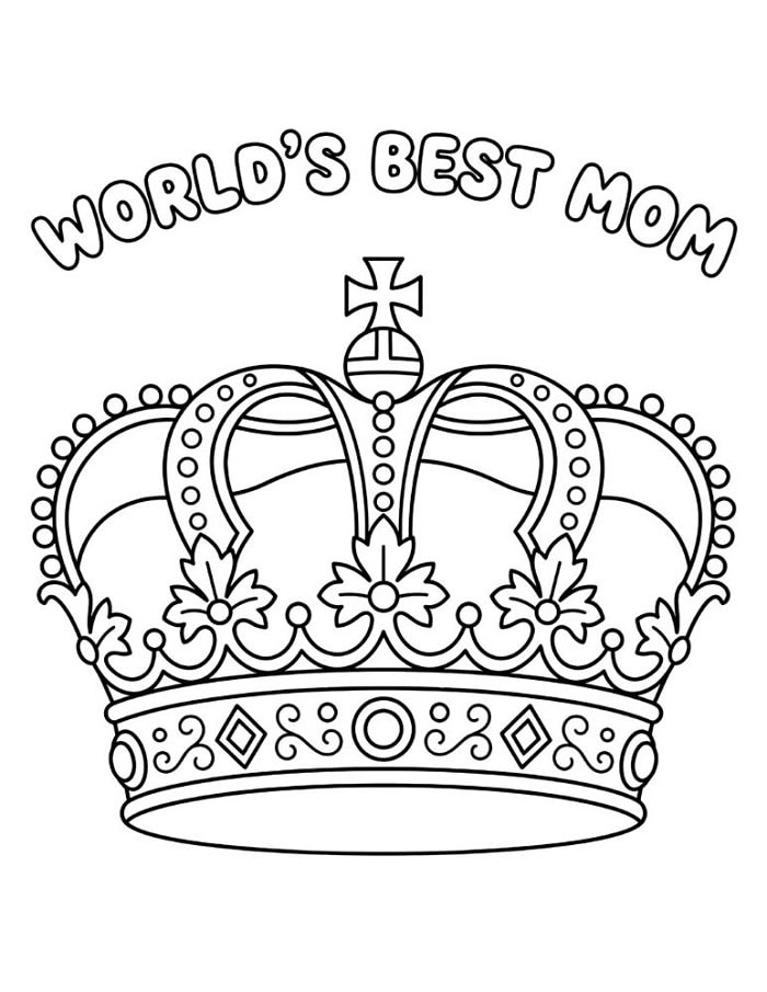 worlds best mom crown coloring page printable free