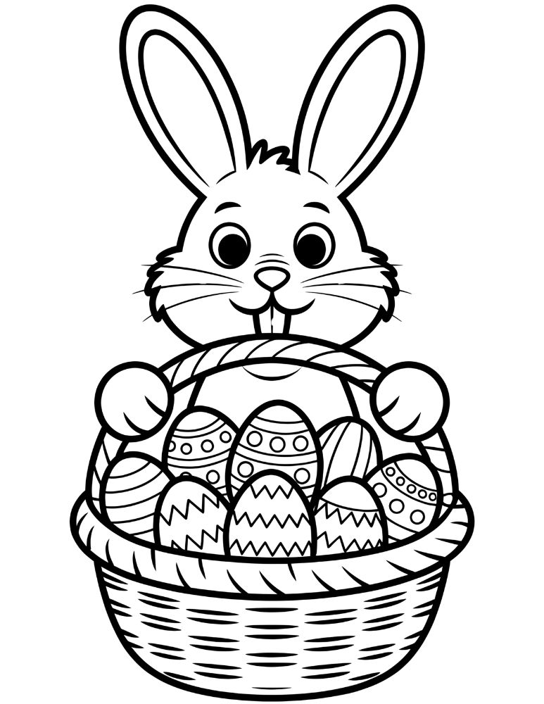 Easter Bunny with Basket of Eggs