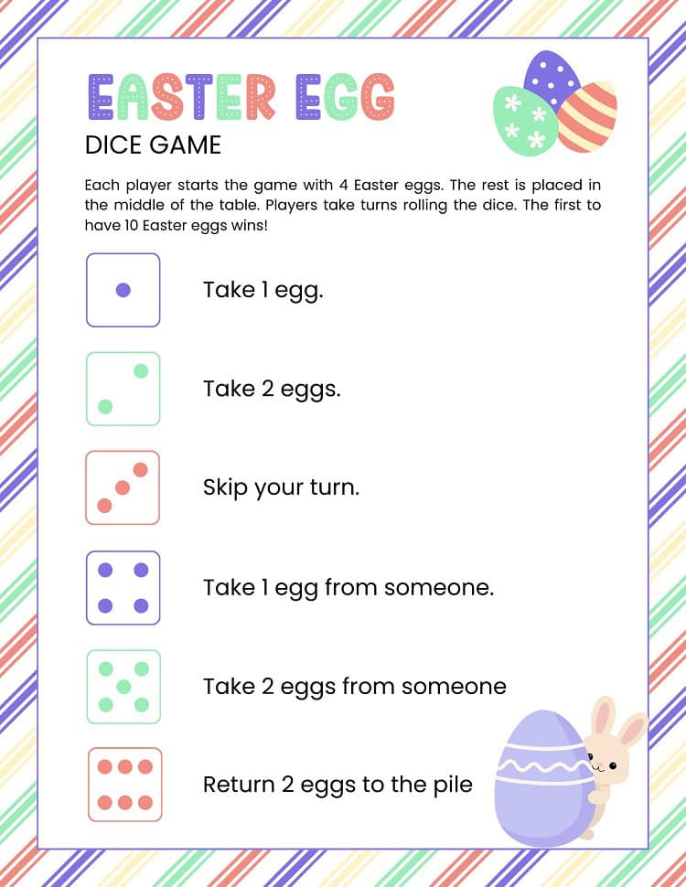 Easter Egg Dice Game