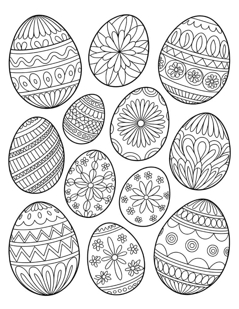 Easter Egg Patterns Coloring Page