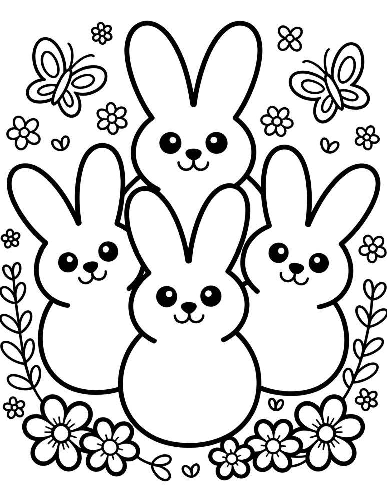 Easter Peeps Bunny Coloring Page