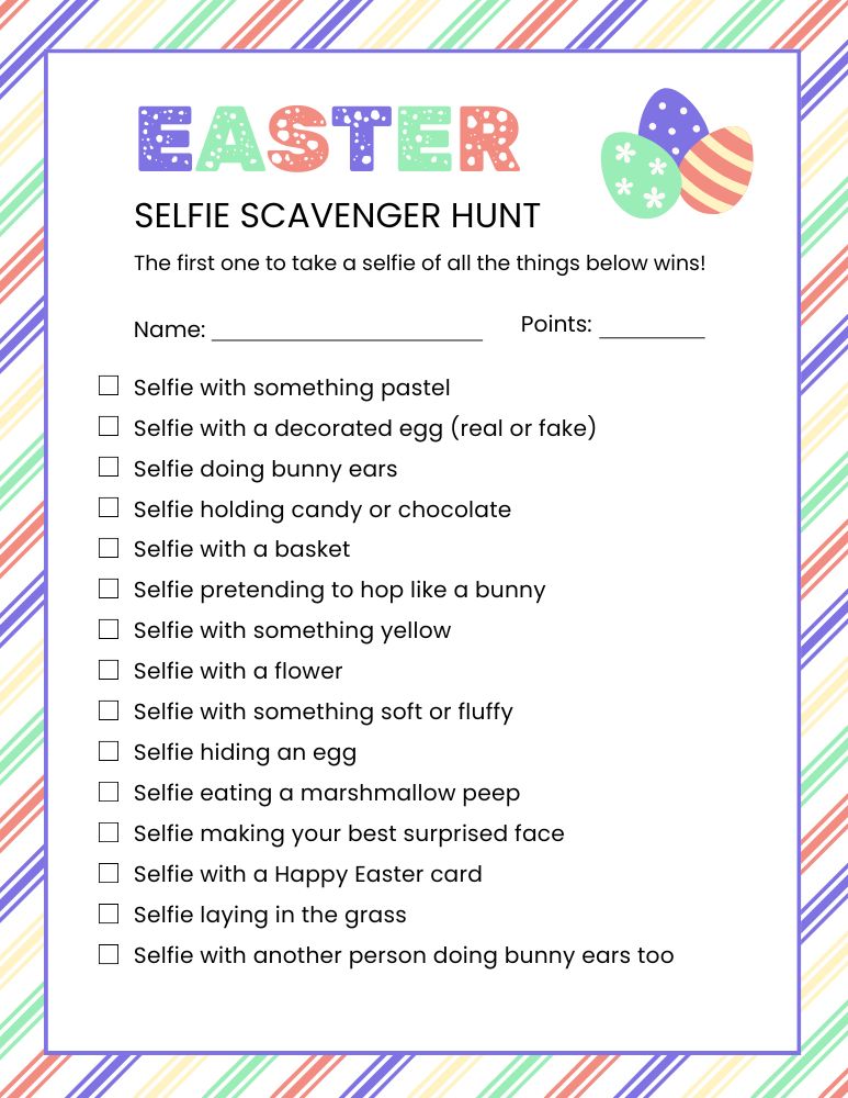 Easter Selfie Scavenger Hunt 1