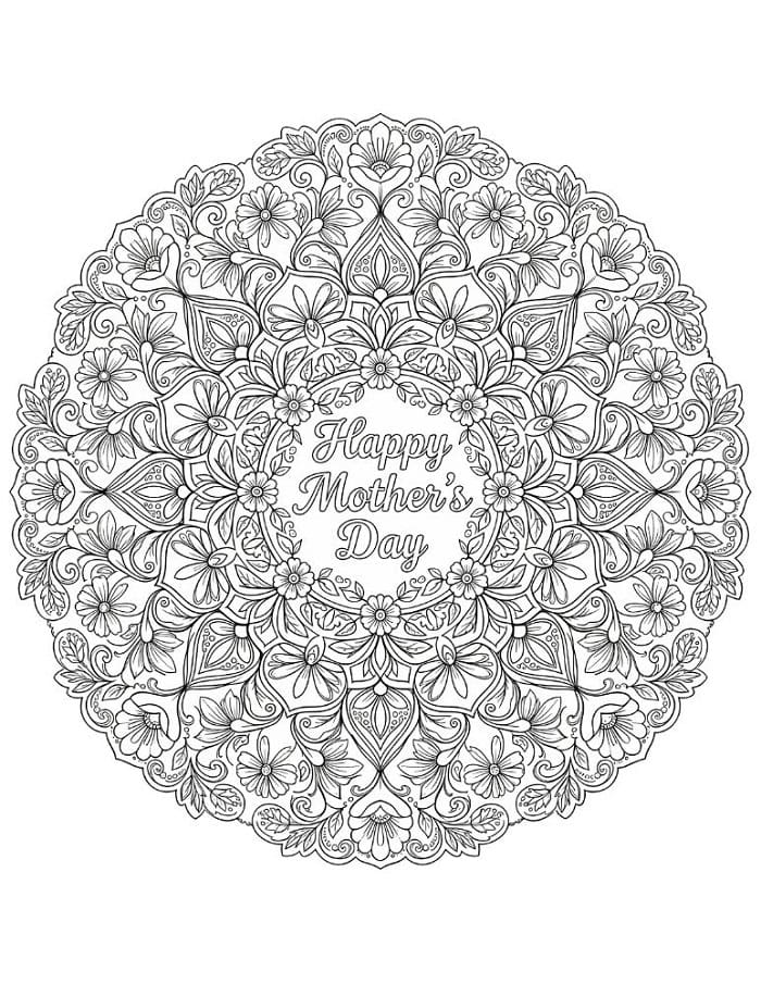 floral mandala happy mothers day coloring page printable