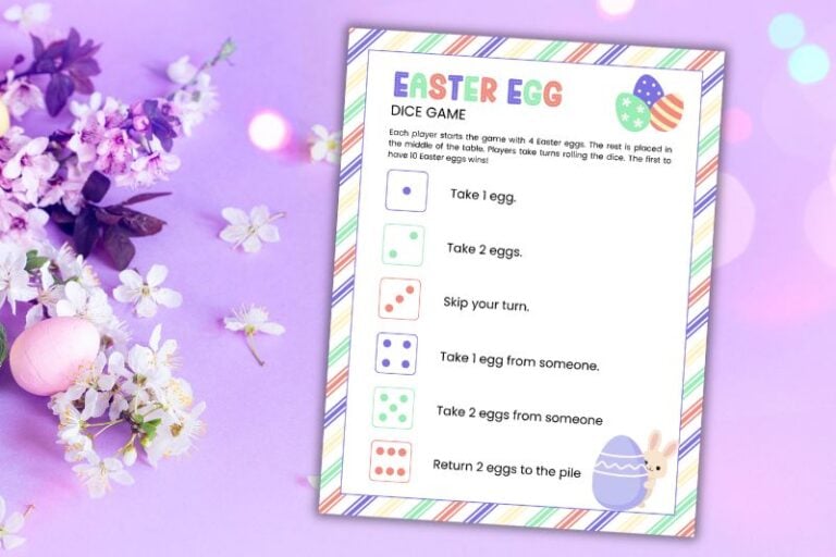 Free Printable Easter Egg Dice Game Featured