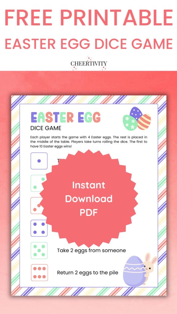 Free Printable Easter Egg Dice Game