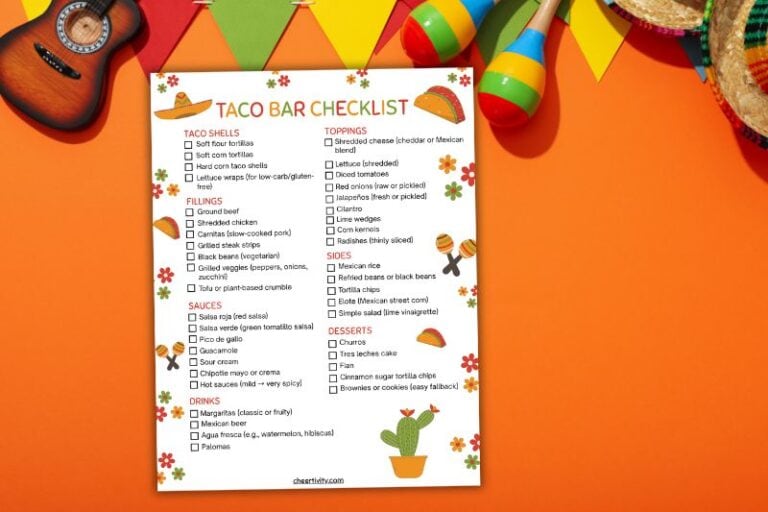 Free Printable Taco Bar Checklist featured