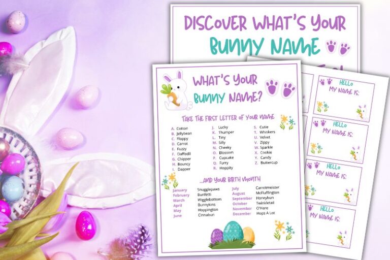 Free Printable What Is Your Bunny Name Game | Easter Party Game
