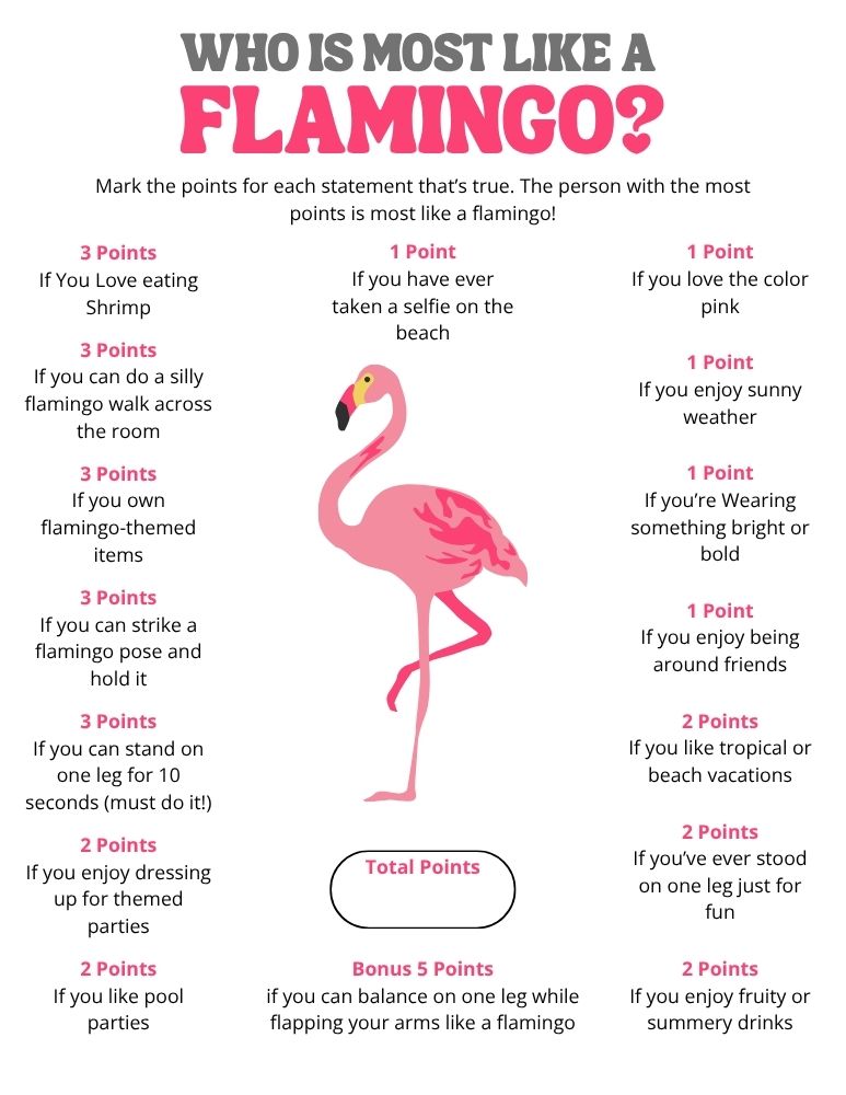 Who is Most Like A Flamingo Game