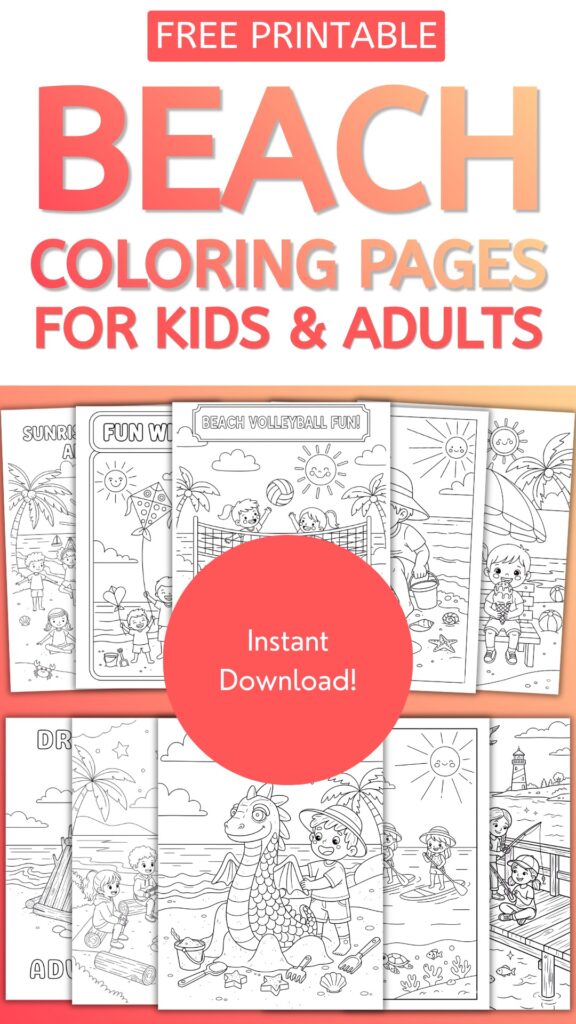 Free Printable Beach Coloring Pages pin 2
